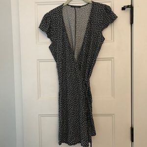 Navy floral wrap dress